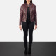 Kelsee Maroon Leather Jacket